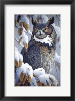 Framed Winter Watch - Great Horned Owl
