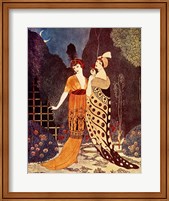 Framed Two Ladies Under the Crescent Moon