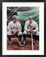 Framed Babe Ruth and Lou Gehrig (seated)