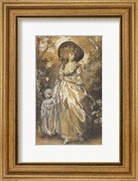 Framed Lady Walking in a Garden with a Child
