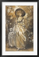 Framed Lady Walking in a Garden with a Child