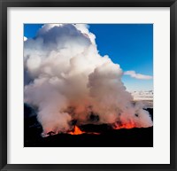 Framed Volcano Eruption at the Holuhraun Fissure, Bardarbunga Volcano, Iceland.