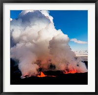 Framed Volcano Eruption at the Holuhraun Fissure, Bardarbunga Volcano, Iceland.