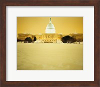 Framed US Capitol Building during Snow Storm, Washington DC