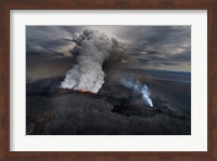 Framed Lava and Plumes from the Holuhraun Fissure, Iceland