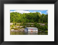 Framed Old Metal Boathouse, Lake Muskoka, Ontario, Canada