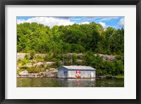 Framed Old Metal Boathouse, Lake Muskoka, Ontario, Canada