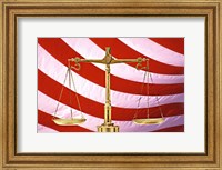 Framed Scales of Justice American Flag