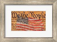 Framed Constitution and U.S. Flag
