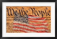 Framed Constitution and U.S. Flag