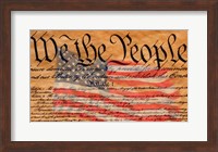 Framed Constitution and U.S. Flag