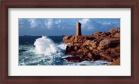 Framed Ploumanac'h Lighthouse, Perros-Guirec, Cotes-d'Armor, Brittany, France