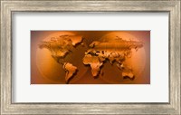 Framed World Map Brown