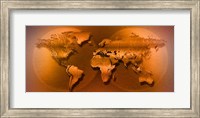 Framed World Map Brown