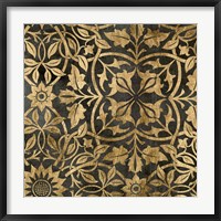 Framed Golden Damask I