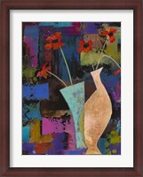 Framed Abstract Expressionist Flowers I
