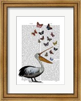 Framed Pelican & Butterflies