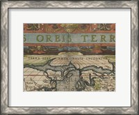 Framed Antique World Map Grid II