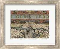 Framed Antique World Map Grid II