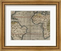 Framed Antique World Map Grid V