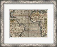 Framed Antique World Map Grid V