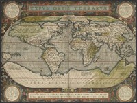 Framed Antique World Map 36x48