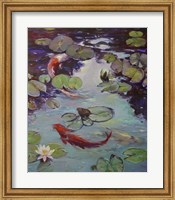 Framed Red Koi & Lilies