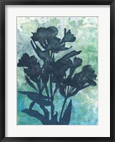 Framed Indigo Floral Silhouette I