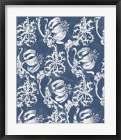 Indigo Floral Chintz I Framed Print