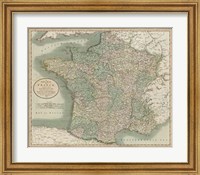Framed Vintage Map of France