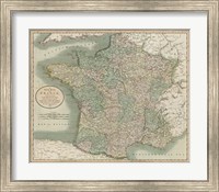 Framed Vintage Map of France
