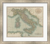 Framed Vintage Map of Italy