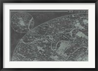 Framed Map of Paris Grid I