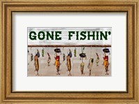Framed Gone Fishin' Wood Fishing Lure Sign