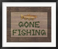 Framed Gone Fishing Sign