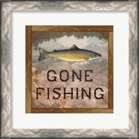 Framed Gone Fishing Salmon Sign
