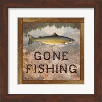 Framed Gone Fishing Salmon Sign