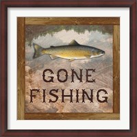 Framed Gone Fishing Salmon Sign