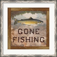 Framed Gone Fishing Salmon Sign