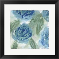 Framed Blue Green Roses I