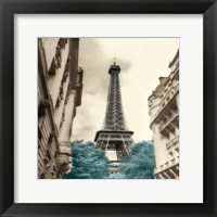 Framed Teal Eiffel Tower 1