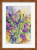 Framed Iris Blue And Tulips Too