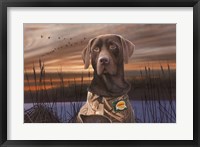 Framed Chocolate Lab In The Sunset