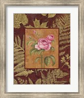 Framed 'Pink Flowers With Leaf Border' border=