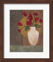 Framed 'Red Tulips in a Vase' border=