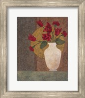 Framed 'Red Tulips in a Vase' border=