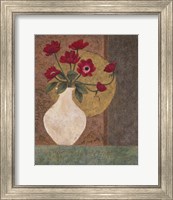 Framed 'Red Poppies in a Vase' border=