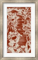 Framed Chinese Bird's-eye View in Red I