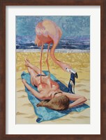 Framed Flamingo On Sun Bather