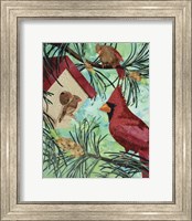 Framed Cardinals And Birdhouse